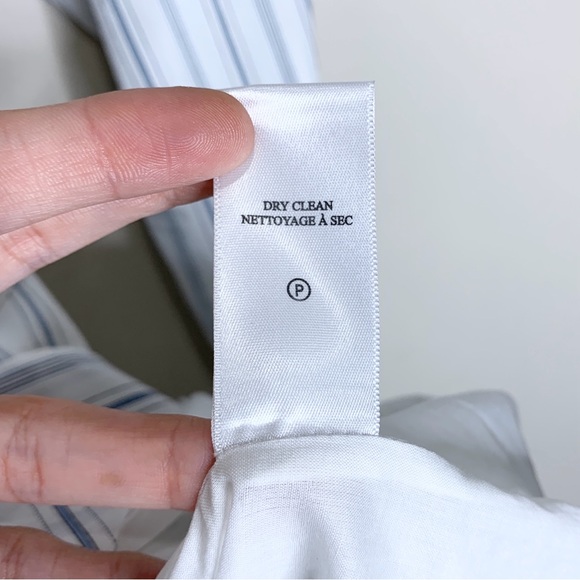 NEW A.L.C. Enzo Puff Sleeve Striped Poplin Wrap Dress (Sz 6) White Salmon - Picture 14 of 15